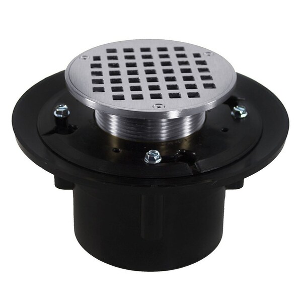 Jones Stephens 2in. x 3in. Heavy Duty ABS Drain Base with 3-1/2in. Metal Spud and 6in. Chrome Plated Strainer D49066 - main